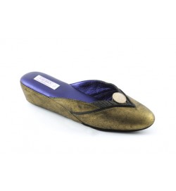 women's slippers DIVA HI (wedge 4.5cm)  dark gold vintage leather 